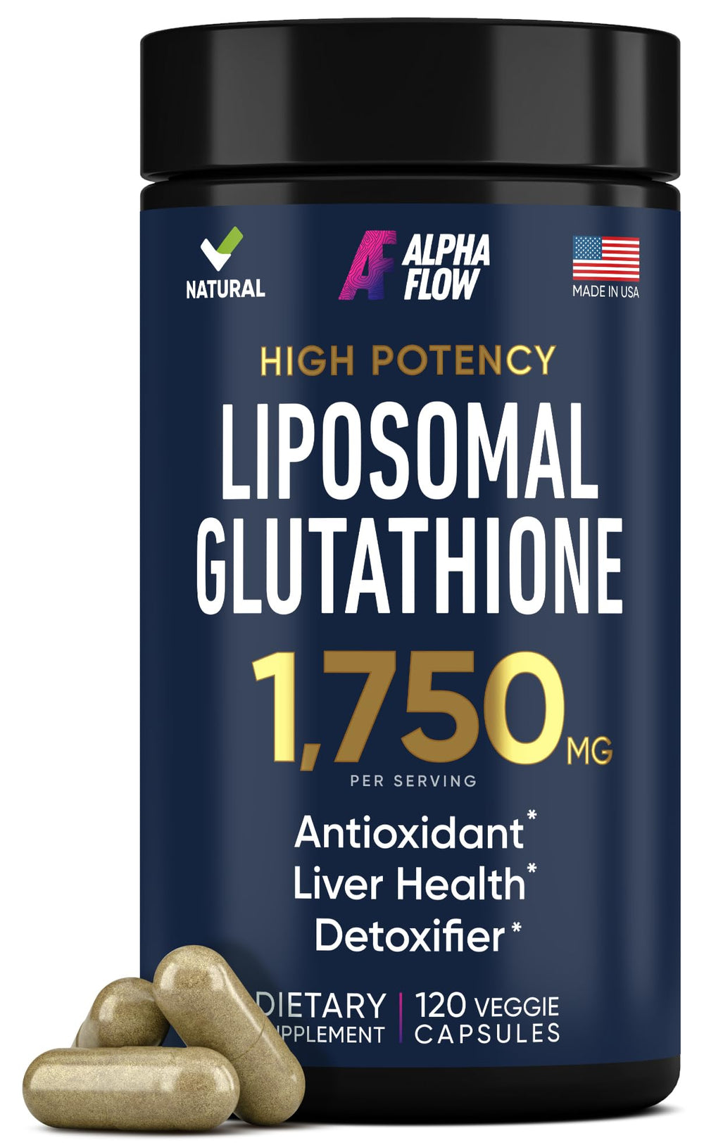 Bottle of Liposomal Glutathione with Vitamin C and phospholipid complex