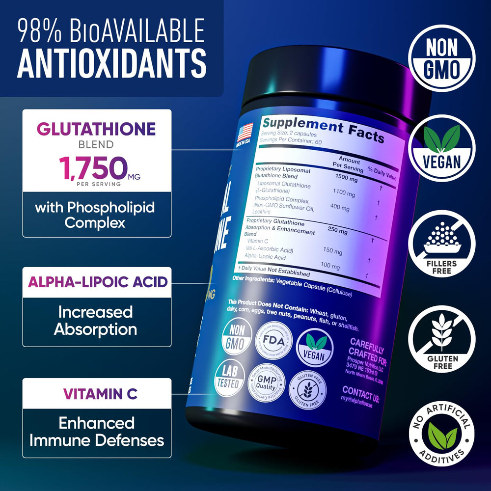 Close-up of Liposomal Glutathione capsules
