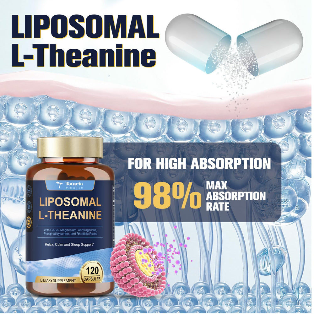 Close-up of Liposomal L-Theanine 750mg capsules