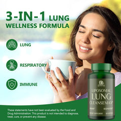 Lifestyle shot of consumer taking Liposomal Lung Cleansemax daily