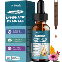Front view of Liposomal Lymphatic Drainage Drops bottle with label