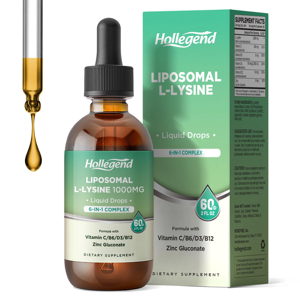 Liposomal L-Lysine 1000MG Liquid Drops bottle with lemon flavor