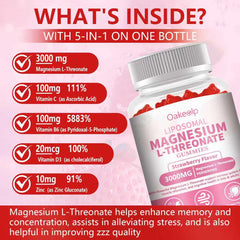Gummies label showing 3000mg per serving of liposomal magnesium threonate