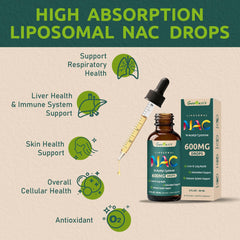 Liposomal NAC 600 mg highlighting lung and liver health