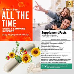Bottle of NAD+ supplement 1310 mg total per pack
