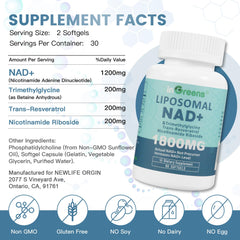 NAD+ 1800 mg ingredients graphic showing NR and HR