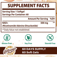 Close-up of Liposomal NAD+ 500 mg soft gels