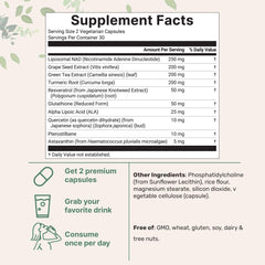 Close-up of Liposomal NAD+ Ultimate ingredients