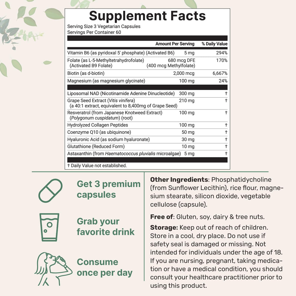 Close-up of Liposomal NAD+ for Women bottle