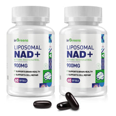 Hero image: liposomal NAD+ 900 mg with trans-resveratrol 300 mg, 2-pack, 120 softgels