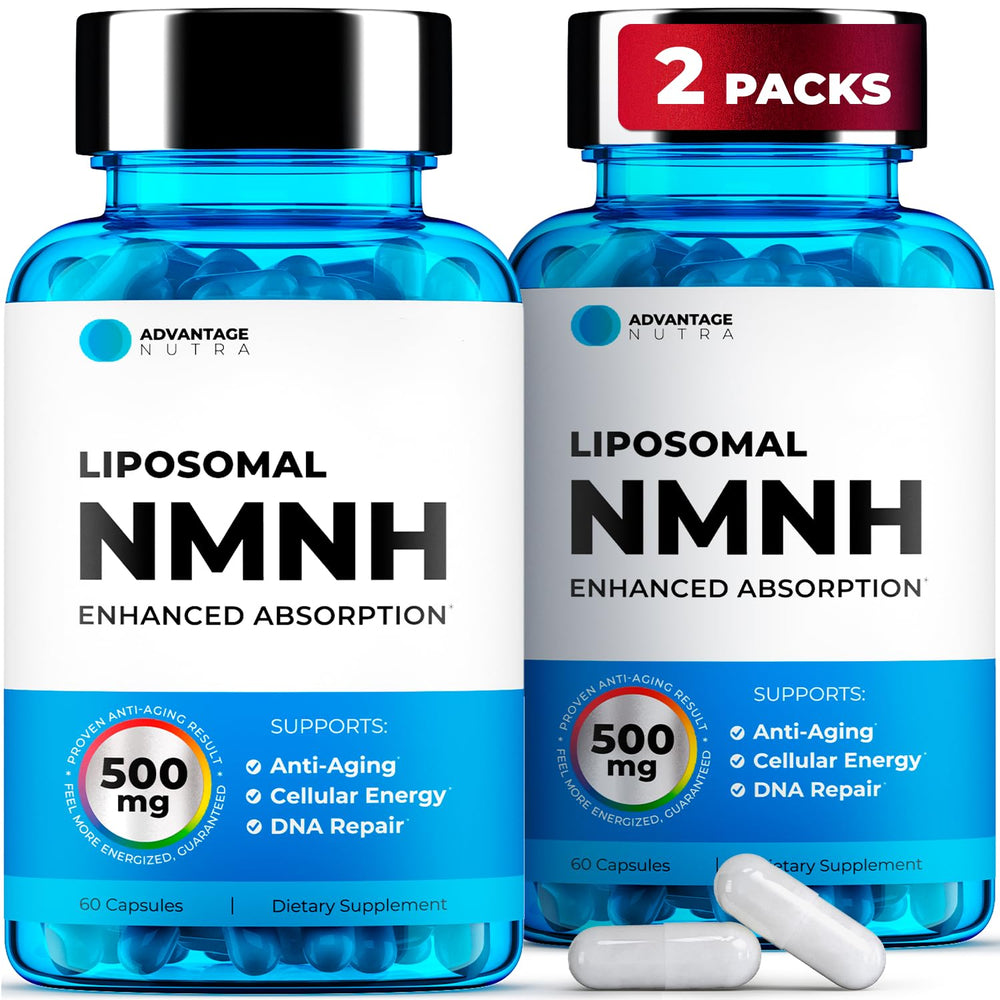 Front view of Liposomal NMNH 500mg 60 capsules 2-pack