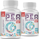 Front view of Liposomal PEA 1000 mg + Luteolin 100 mg bottle with 120 softgels
