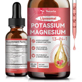 Bottle and label for Liposomal Potassium Magnesium with D3 K2