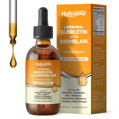 Front view of liposomal quercetin with bromelain bottle (2 oz)