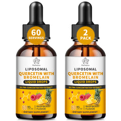 Front label view of the (2 Pack) Liposomal Quercetin with Bromelain Liquid Drops