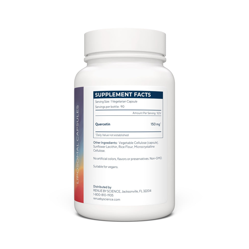 Close-up of liposomal quercetin capsules