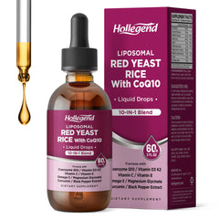 Bottle and dropper of liposomal red yeast rice + CoQ10 liquid drops