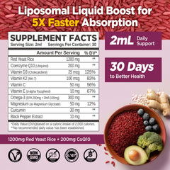 Close-up of 1200mg liposomal red yeast rice liquid drops