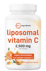 Front view of Liposomal Vitamin C 2,500mg bottle with 240 veggie capsules