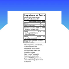 Product label displaying key benefits and ingredients