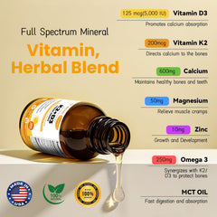 Pouring dose of liposomal vitamin D3 K2 liquid