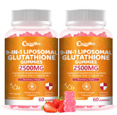 Two-pack liposome glutathione gummies bottle showing 2500mg per gummy