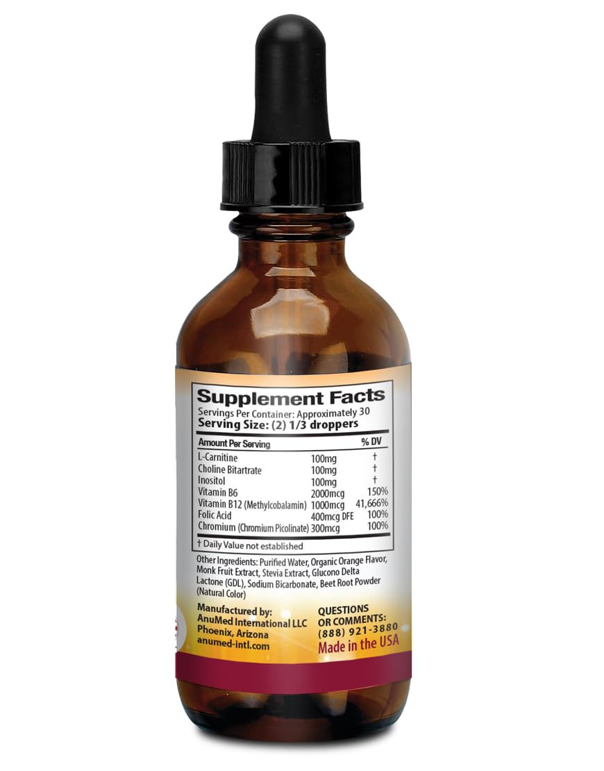 Close-up of Lipotropic Complex Liquid Drops dropper with bottle