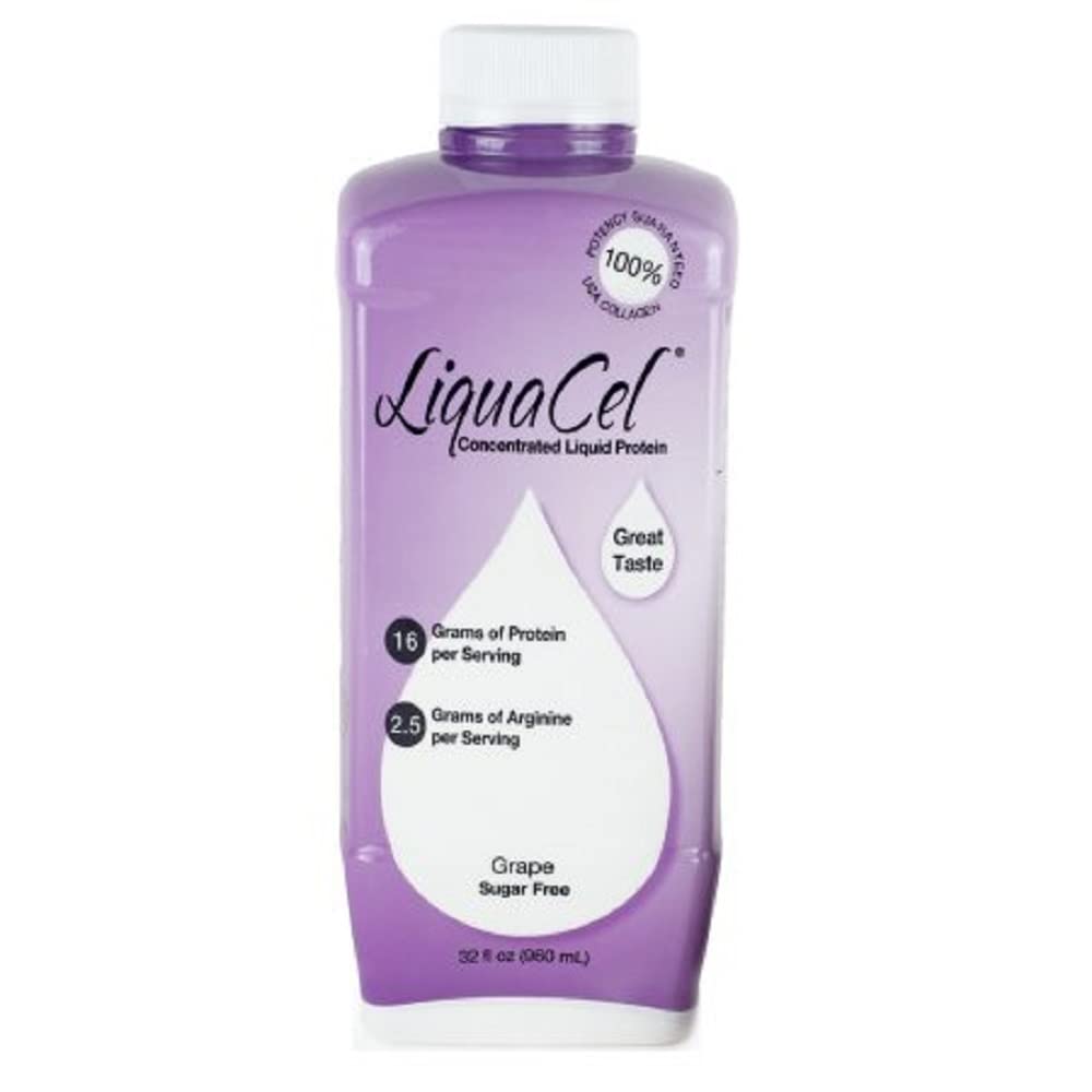 LiquaCel grape-concentrated liquid protein bottle provides quick, convenient daily protein support.