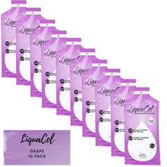 LiquaCel grape packet poured for a ready-to-drink protein boost