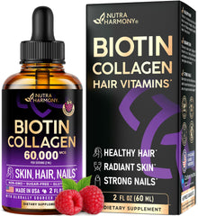 Bottle of Liquid Biotin & Collagen Drops with dropper