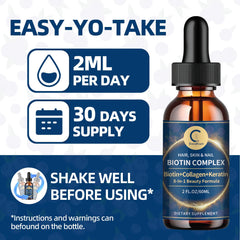 Healthy hair, skin, and nails concept with Biotin & Collagen drops