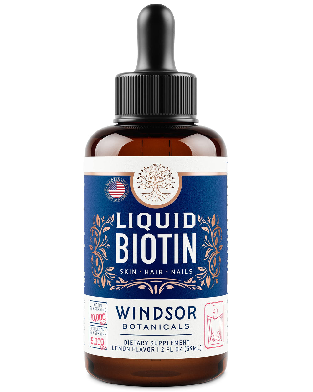 Biotin and collagen drops packaging front label