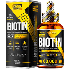 Front view of Liquid Biotin & Collagen Hair Growth Drops bottle 2oz