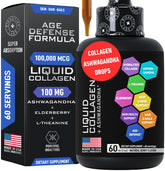 Berry-flavored liquid collagen drops with Ashwagandha bottle