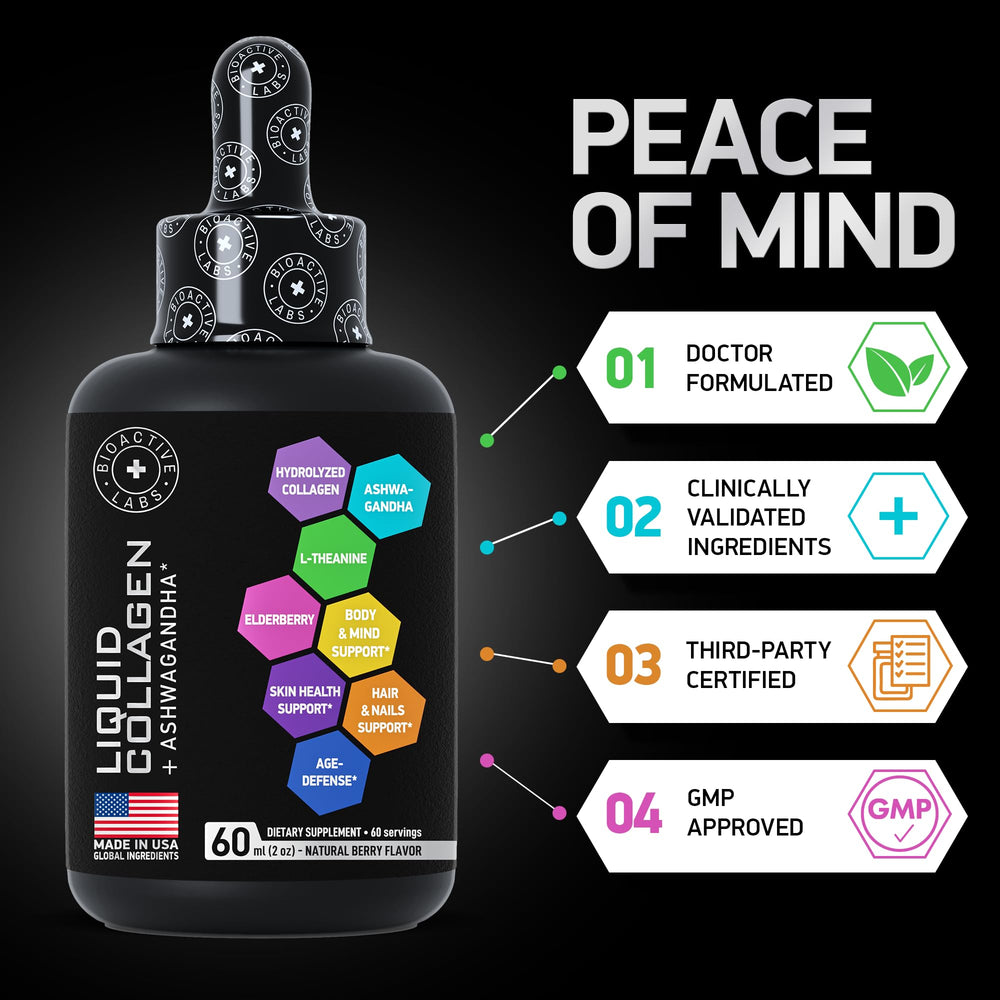 Dropper releasing berry-flavored collagen into a glass