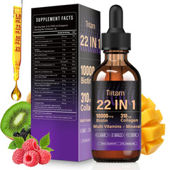 Liquid collagen biotin hyaluronic acid bottle on white background