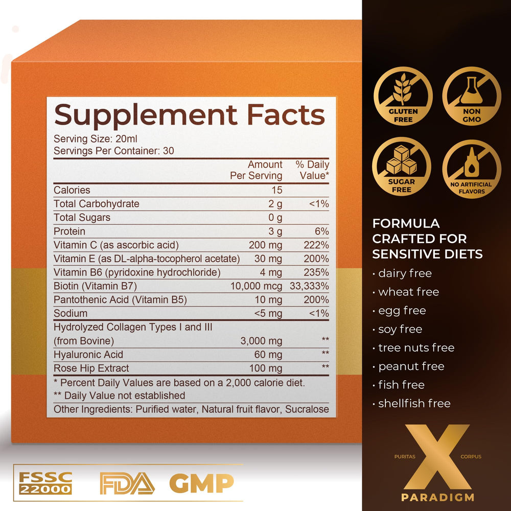 Woman drinking liquid collagen shot