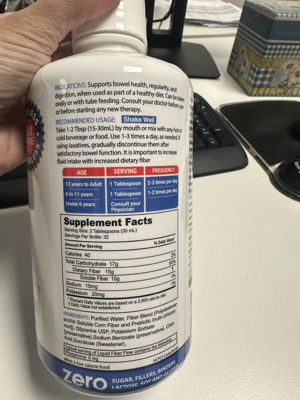 Child happily drinking the fiber supplement