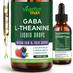 Front view of Liquid GABA L-Theanine Drops Berry bottle