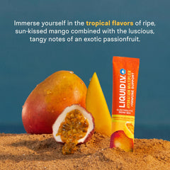 Single-serving sachet poured into water for hydration