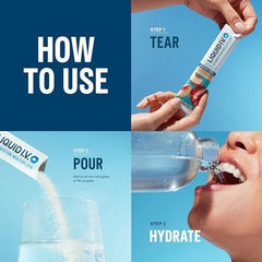 Liquid I.V. Hydration Multiplier Mango Pineapple ingredients panel highlights zero sugar and vitamins.