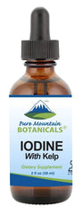 Liquid iodine 0.3% solution bottle with organic kelp label
