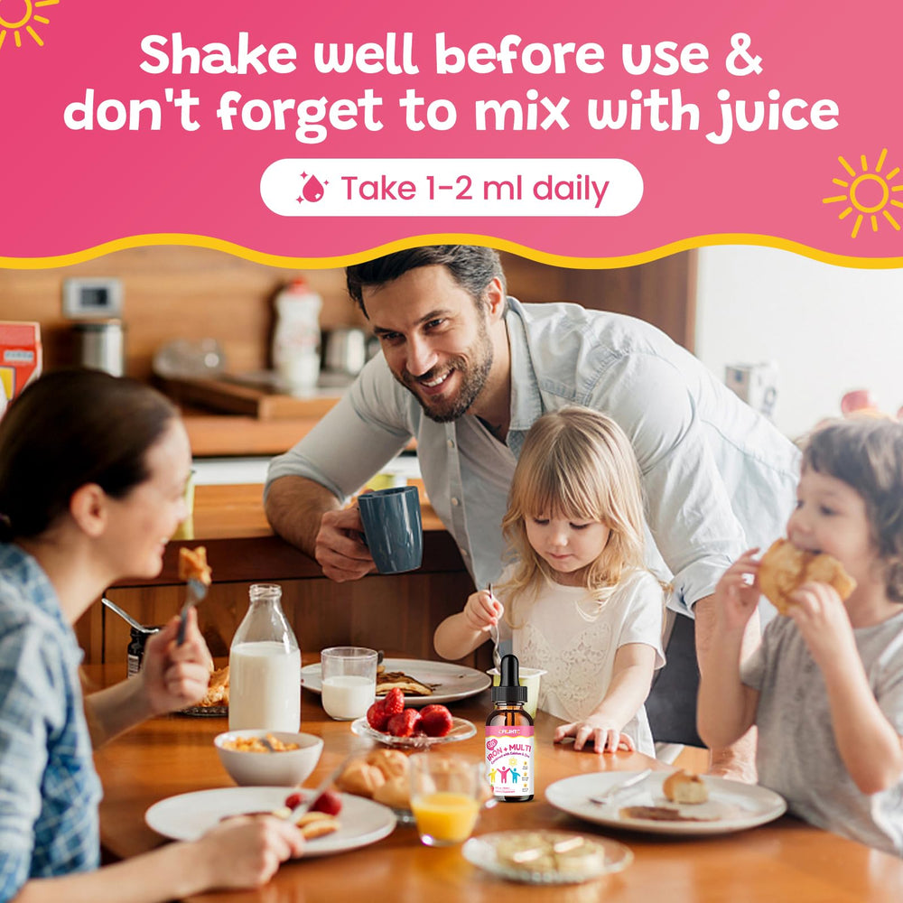 Liquid iron drops mixed into juice or baby food