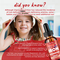 Dropper dispensing iron liquid into a drink