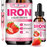 Liquid iron supplement bottle with strawberry flavor 2 oz