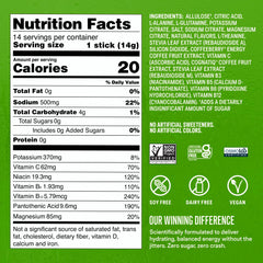 Nutrition facts label for Liquid I.V. Hydration Multiplier Sugar-Free Energy Blackberry Lemonade