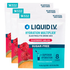 Liquid I.V. Hydration Multiplier Sugar-Free Raspberry Melon product box with packets