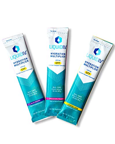 Main image of Liquid IV Hydration Multiplier Variety Pack 6-count featuring Lemon Lime, Passion Fruit, and Acai Berry flavors.