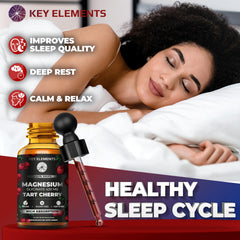 Fresh tart cherries next to the supplement bottle