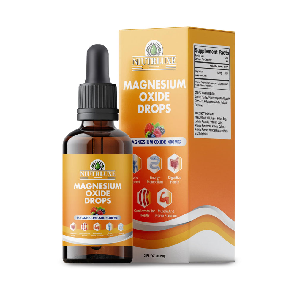 Bottle of NIUTRLUXE Liquid Magnesium Oxide Drops 400mg (60ml)
